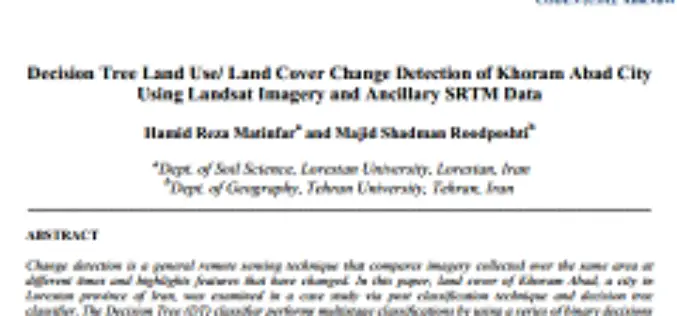 Decision Tree Land Use/ Land Cover Change Detection of Khoram Abad City  Using Landsat Imagery and Ancillary SRTM Data