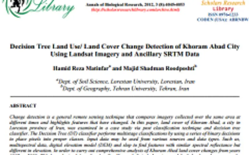 Decision Tree Land Use/ Land Cover Change Detection of Khoram Abad City  Using Landsat Imagery and Ancillary SRTM Data