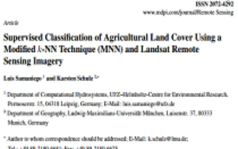 Supervised Classiﬁcation of Agricultural Land Cover Using a Modiﬁed k-NN Technique (MNN) and Landsat Remote Sensing Imagery