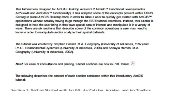 ArcGIS Desktop Version 9.2 ArcInfo™ Functional Level (Includes ArcView® and ArcEditor™ Functionality) Tutorial.