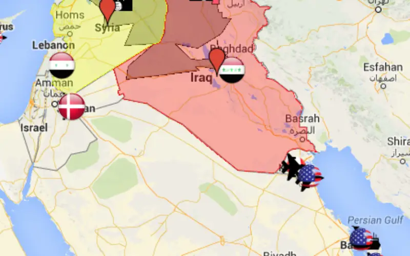 Mapping Air Strike and Air Base locations for the U.S.-led airstrikes on ISIS