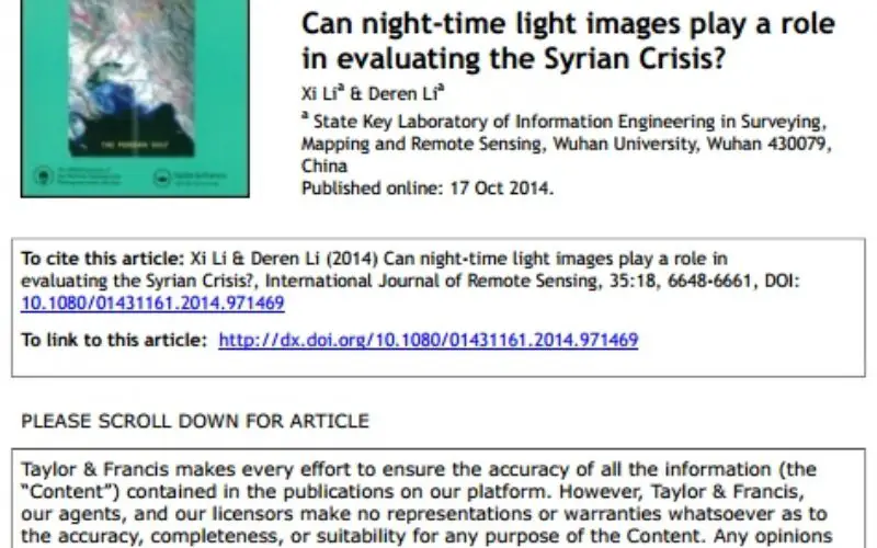 Can Night-time Light Images Play a Role in Evaluating the Syrian Crisis?