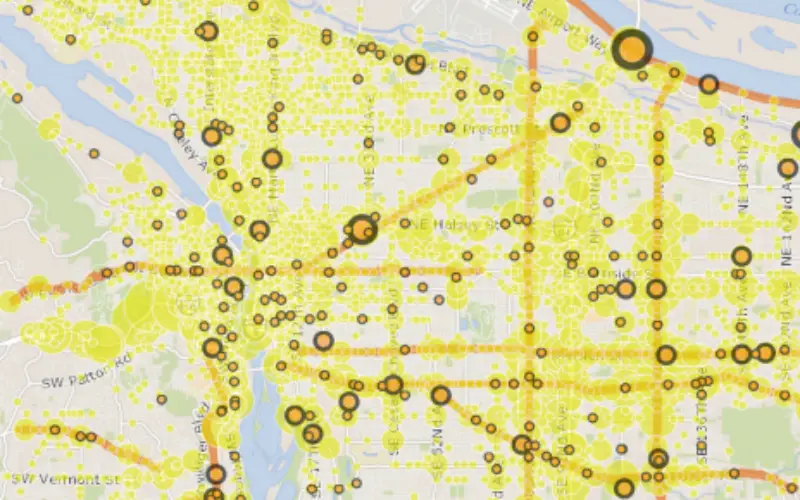 Portland has Mapped Every Reported Traffic Injury From 2004-13