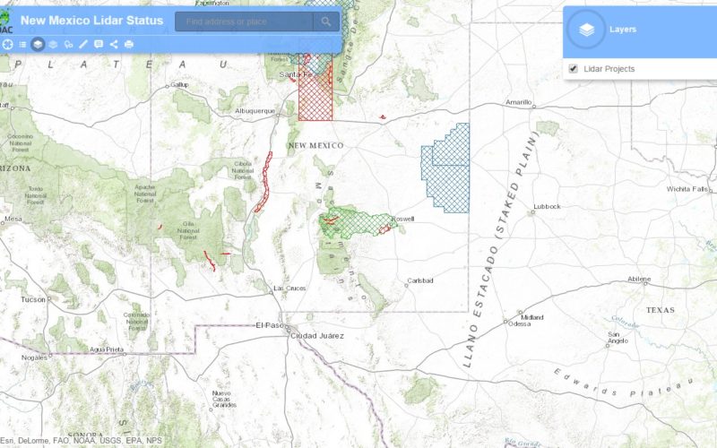New Mexico Lidar Data Status Map