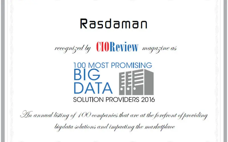 CIOReview Selected Rasdaman as One of the 100 Most Promising Big Data Solution Providers 2016