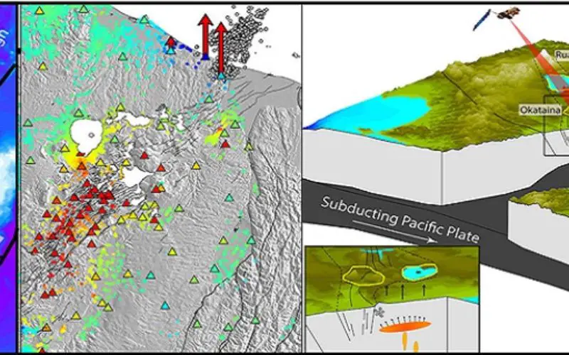 GPS and Satellite Radar Interferometry Indicate the Birth of a New Magma Body Beneath New Zealand