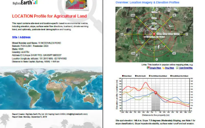 BigData Earth Develops New Location Profile Report for Worldwide Agricultural Land