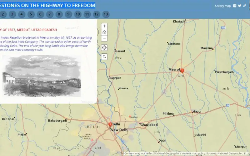 Milestone of Indian Freedom Movements Through Esri Story Map