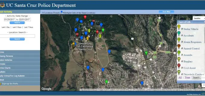 UC Santa Cruz Police Department has Launched Crime Mapping Website