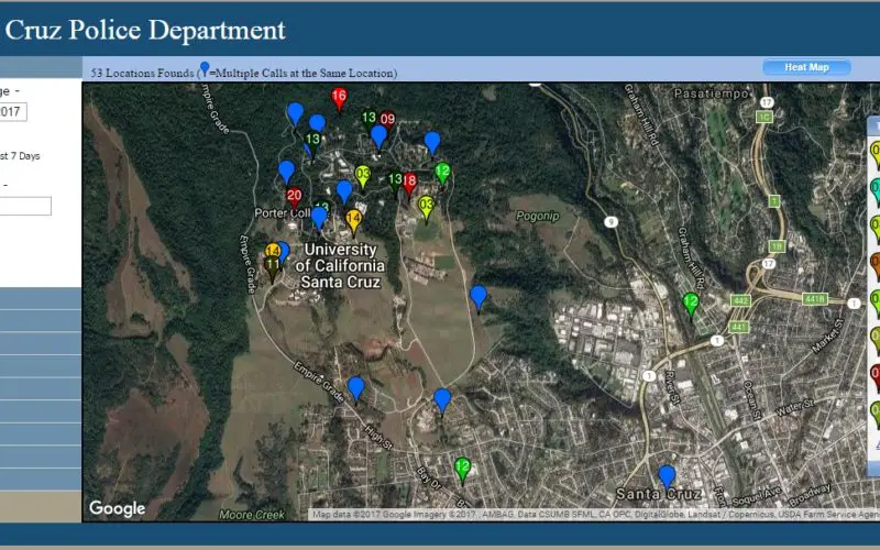 UC Santa Cruz Police Department has Launched Crime Mapping Website