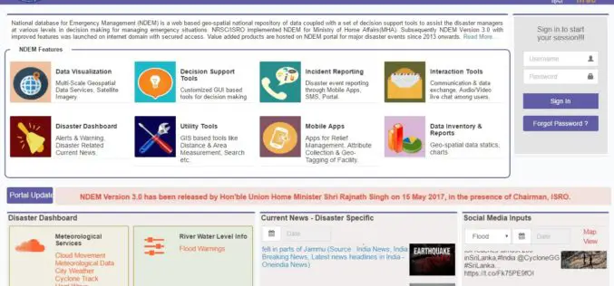 ISRO Released National Database for Emergency Management (NDEM) Version 3.0 Released