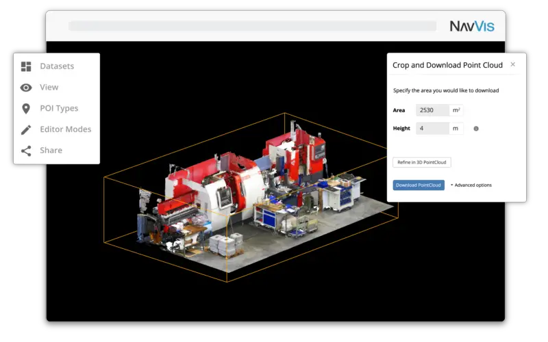 Select and Download Sections of Large Point Clouds Right in Your Browser with NavVis IndoorViewer 2.5