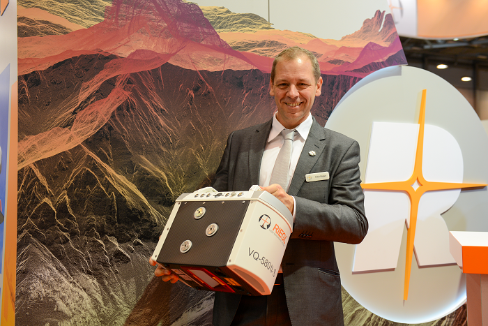 Peter Rieger, Business Division Manager Airborne Laser Scanning, with the RIEGL VQ-580 II-S