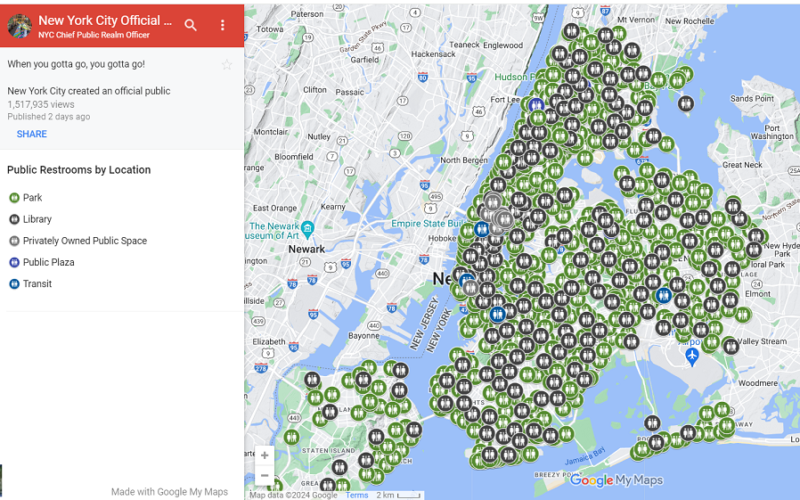 Google Maps Now Shows Public Toilets in New York City
