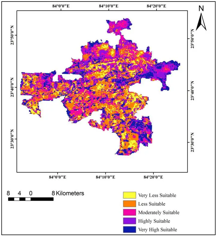 Map showing Habitat Suitability of Palamau Tiger Reserve 