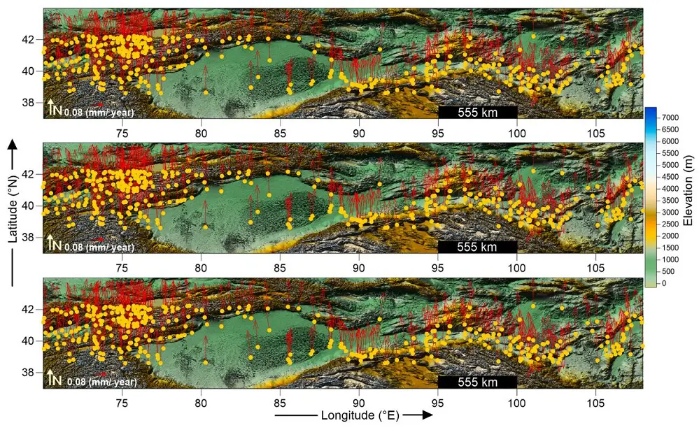 Residual (difference between actual and predicted) of the resultant velocity vectors at the test locations: (a) difference between actual and SVM model predicted resultant velocity vectors, (b) difference between actual and DT model predicted resultant velocity vectors, (c) difference between actual and GPR model predicted resultant velocity vectors.